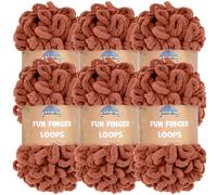 JubileeYarn Fun Finger Loops Yarn - Polyester Jumbo Weight Loop Yarn - 100g/Skein - Umber - 6 Skeins