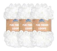 JubileeYarn Fun Finger Loops Yarn - Polyester Jumbo Weight Loop Yarn - 100g/Skein - White - 3 Skeins
