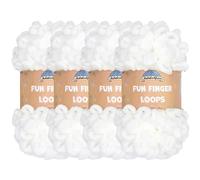 JubileeYarn Fun Finger Loops Yarn - Polyester Jumbo Weight Loop Yarn - 100g/Skein - White - 4 Skeins