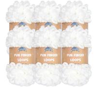 JubileeYarn Fun Finger Loops Yarn - Polyester Jumbo Weight Loop Yarn - 100g/Skein - White - 6 Skeins