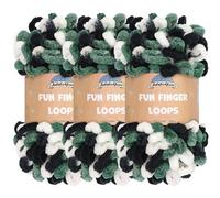 JubileeYarn Fun Finger Loops Yarn - Polyester Jumbo Weight Loop Yarn - 100g/Skein - White Black Green - 3 Skeins