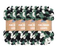 JubileeYarn Fun Finger Loops Yarn - Polyester Jumbo Weight Loop Yarn - 100g/Skein - White Black Green - 4 Skeins