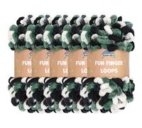 JubileeYarn Fun Finger Loops Yarn - Polyester Jumbo Weight Loop Yarn - 100g/Skein - White Black Green - 5 Skeins