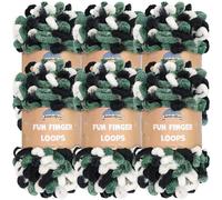 JubileeYarn Fun Finger Loops Yarn - Polyester Jumbo Weight Loop Yarn - 100g/Skein - White Black Green - 6 Skeins