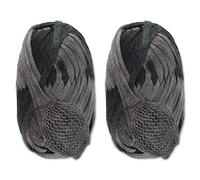 JubileeYarn Mesh Fishnet Yarn - 200g/Skein Chunky Acrylic - Mixed Grey - 2 Skeins