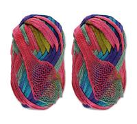 JubileeYarn Mesh Fishnet Yarn - 200g/Skein Chunky Acrylic - Peacock - 2 Skeins