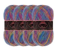 JubileeYarn Mohair Elixir Yarn, 50g/ball, Baby Wool Blend, Waikiki Beachcomber, 4-Ball Pack