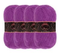 JubileeYarn Mohair Elixir Yarn - 50g/Skein Baby Wool Blend - Dragonfruit Paloma - 4 Skeins