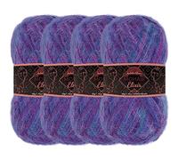 JubileeYarn Mohair Elixir Yarn - 50g/Skein Baby Wool Blend - Purple Haze - 4 Skeins