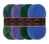JubileeYarn Mohair Elixir Yarn - 50g/Skein Baby Wool Blend - Shades of Blue - 4 Skeins