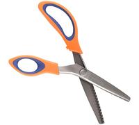 JubileeYarn Professional Grade Pinking Shears - 9.5" Serrated Stainless Steel - Orange & Blue - 1 Pair