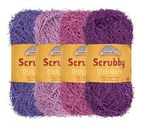 JubileeYarn Scrubby Dish Yarn - Dishcloth Polyester - 50g/Skein - Shades of Purple - 4 Skeins