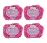 JubileeYarn Sparkle Dish Scrubby Yarn - Worsted Weight - 50g/Skein - 108 Bright Pink - 4 Skeins