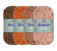 JubileeYarn Spongy Dish Yarn - Polyester Dishcloth - 50g/Skein - Shades of Brown - 4 Skeins