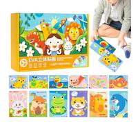 Jubilofex 3D Animal Foam Stickers, Fun 3D Cartoon Game - Kids Foam Puzzles - for Desktop Christmas Art-Project School Home Party Hobby Leisure-Time