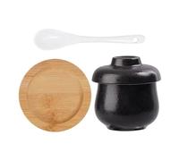 Jubilofex Ceramic Steamer Pot, 250 ml Porcelain Soup Pot and Casserole with Lid and Spoon, Kitchen Pasta Bowl for Making Eggs, Vegetable Soups, Appetizer