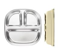 Jubilofex Divided Plates for | Kids Metal Plates with Dividers - Reusable Stainless Steel Tableware with Suction Cup - Non Slip Cutlery for Home, Travel and School