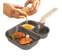 Jubilofex Egg Pan - 3 Cups Breakfast Pancake Pan with Scraper and Oil Brush Ergonomic Handles Egg Pan for Breakfast Preparation Kitchen Cooking Sandwich Omelette Pancake Making -