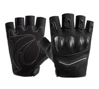 Jubilofex Motorcycle Gloves - Ventilated Open Finger Guard, Mesh Knuckle Shield, Anti-Skid Handwear | for Riding Cycling Rowing Driving Fitness Racing Outdoor Warm Season Activity