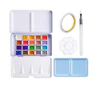 Jubilofex Portable Watercolor Paint Set - Fine Palette, Quick Tint Kit, Compact Art Tray | Inspirational Coloring Practice for Beginners, Campers, Students, Travelers, L