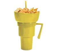 Jubilofex Snack and Drink Holder | 2 in 1 Refillable with Straw for Snacks and Drinks, Food and Drink Container for Travel, School Beach Tea Milk Juice Candy Potato Chips Popcorn Fruit