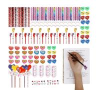 Jubilofex Valentine's Day Stationery Set - with Greeting Cards and Stickers for Holidays - Lollipop Pens Must-Haves in the Classroom | For Girls, Students, Family, Home, School, Office and