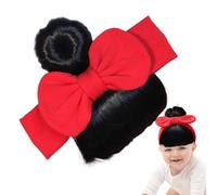 Jubilofex Wig with Bangs for Girls, Bangs with Bow for Early Childhood - Easy to Wear Hair for Parties Family Meetings Events