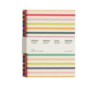 Jubiluu A5 Softcover 3-Pack Stitch Notebook - 50 Sheets (80g offset paper) - Classic Cream Ruled Journal for School, Office, Journaling, or Everyday Note-Taking-Stripe Mix