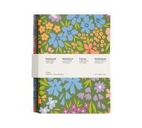 Jubiluu A5 Softcover 3-Pack Stitch Notebook - 50 Sheets (80g offset paper) - Classic Cream Ruled Journal for School, Office, Journaling, or Everyday Note-Taking-Garden Bloom