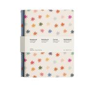 Jubiluu A5 Softcover 3-Pack Stitch Notebook - 50 Sheets (80g offset paper) - Classic Cream Ruled Journal for School, Office, Journaling, or Everyday Note-Taking-Starburst Floral