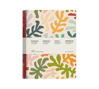 Jubiluu A5 Softcover 3-Pack Stitch Notebook - 50 Sheets (80g offset paper) - Classic Cream Ruled Journal for School, Office, Journaling, or Everyday Note-Taking-Coral Leaves