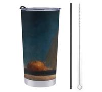 Jubonexis 20 Oz Tumbler Travel Cup Halloween Ghost Carved Pumpkins Spooky Water Bottle, Stainless Steel Vacuum Insulated Coffee Mug with Straw Lid and Cleaning Brush