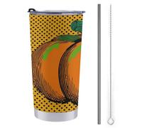 Jubonexis 20 Oz Tumbler Travel Cup Vintage Pop Art Pumpkin Water Bottle, Stainless Steel Vacuum Insulated Coffee Mug with Straw Lid and Cleaning Brush