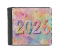 Jubonexis 2026 in Pastel Washes Soft PU Leather Bifold Wallet, Coin Purse Credit Pass Case, Durable Card-Holder Slim Billfold for Men Woman Money Storage