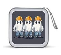 Jubonexis 3 Ghosts Wearing Hardhats Workclothes CD Case DVD Storage Case Portable for Car Home Travel