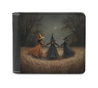 Jubonexis 3 Young Witches Soft PU Leather Bifold Wallet, Coin Purse Credit Pass Case, Durable Card-Holder Slim Billfold for Men Woman Money Storage