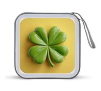 Jubonexis 3D Four-Leaf Green Clover Good Luck CD Case DVD Storage Case Portable for Car Home Travel