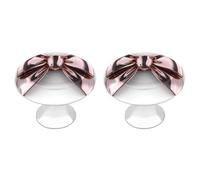 Jubonexis 3D Pink Bow on White Round Drawer Cabinet Knobs Handles with Screws,2 Pcs, Drawer Dresser Knob Pulls Decor for Wardrobe Cupboard Home Office Kitchen