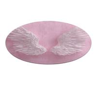 Jubonexis 3d White Angel Wings on Pink Large Round Carpet Area Rug Mat Modern Non Slip Circular Rugs 36inch(90cm)