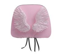 Jubonexis 3d White Angel Wings on Pink Printed Car Headrest Cover,2 Pieces, Elastic Comfort Head Rest Cover for Women Men, Universal Fits Most Cars Van SUV Truck, Car Interior Decor Accessories