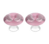 Jubonexis 3D White Angel Wings on Pink Round Drawer Cabinet Knobs Handles with Screws,2 Pcs, Drawer Dresser Knob Pulls Decor for Wardrobe Cupboard Home Office Kitchen