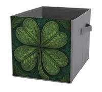 Jubonexis 4 Leaf Clover Cube Storage Bins Storage Cubes Foldable Decorative Fabric Storage Baskets Home Organizers with Handles for Shelves,Closet, 27x27 CM