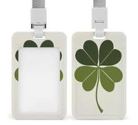 Jubonexis 4 Leaf Clover Green Minimalist ID Badge Holder Retractable Clip Card Holder Card Protector Name Badge Name Tag for Work Office Doctor Nurse