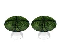 Jubonexis 4 Leaf Clover Green Round Drawer Cabinet Knobs Handles with Screws,2 Pcs, Drawer Dresser Knob Pulls Decor for Wardrobe Cupboard Home Office Kitchen