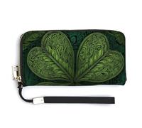 Jubonexis 4 Leaf Clover PU Leather Clutch Long Bifold Wallet, Coin Purse Credit Pass Case, Durable Card-Holder Money Storage for Women Men