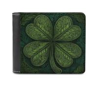 Jubonexis 4 Leaf Clover Soft PU Leather Bifold Wallet, Coin Purse Credit Pass Case, Durable Card-Holder Slim Billfold for Men Woman Money Storage