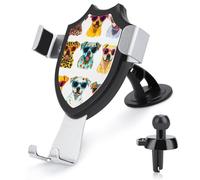 Jubonexis 9 Dogs Wearing Sunglasses Car Phone Holder Mount Triangle Clip Base Air Vent Cell Phone Car Mount Automotive Accessories for 4-6 Inches Cell Smartphones