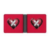 Jubonexis A Red Broken Heart Soft PU Leather Bifold Wallet, Coin Purse Credit Pass Case, Durable Card-Holder Slim Billfold for Men Woman Money Storage