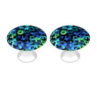 Jubonexis Abstract Animal Print Blue Green Round Drawer Cabinet Knobs Handles with Screws,2 Pcs, Drawer Dresser Knob Pulls Decor for Wardrobe Cupboard Home Office Kitchen