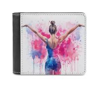 Jubonexis Abstract Back of Gymnast Girl Graffiti Soft PU Leather Bifold Wallet, Coin Purse Credit Pass Case, Durable Card-Holder Slim Billfold for Men Woman Money Storage